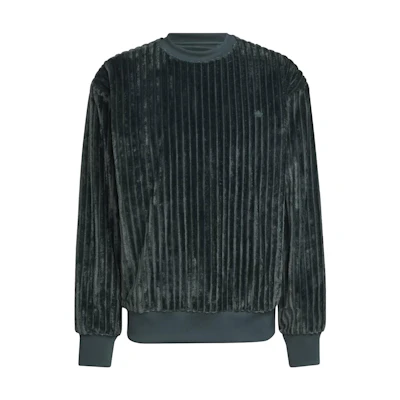 adidas Adicolor Contempo 3D Crew Sweatshirt Mineral Green Ribbed Long Sleeve HK7460