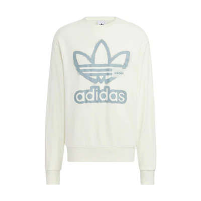 adidas ADICOLOR Crew Trefoil Logo Sweatshirt Unisex Couple Style - Off-White HS1995