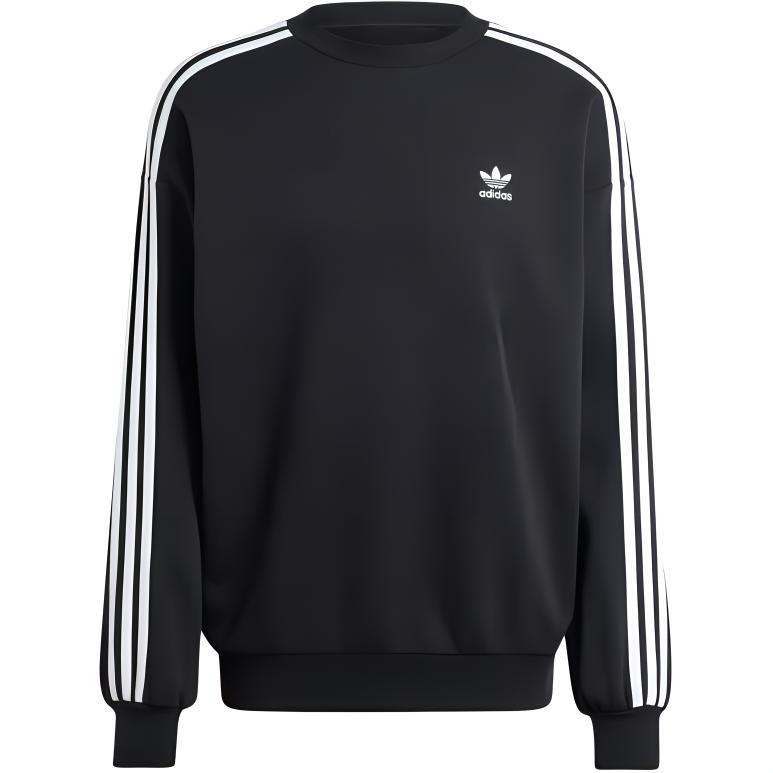 adidas Adicolor Crewneck Striped Logo Breathable Long Sleeve Sweatshirt Black IZ1829