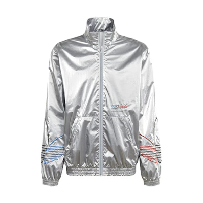 adidas ADICOLOR Embroidered Logo Shiny Track Jacket Silver () GN4208