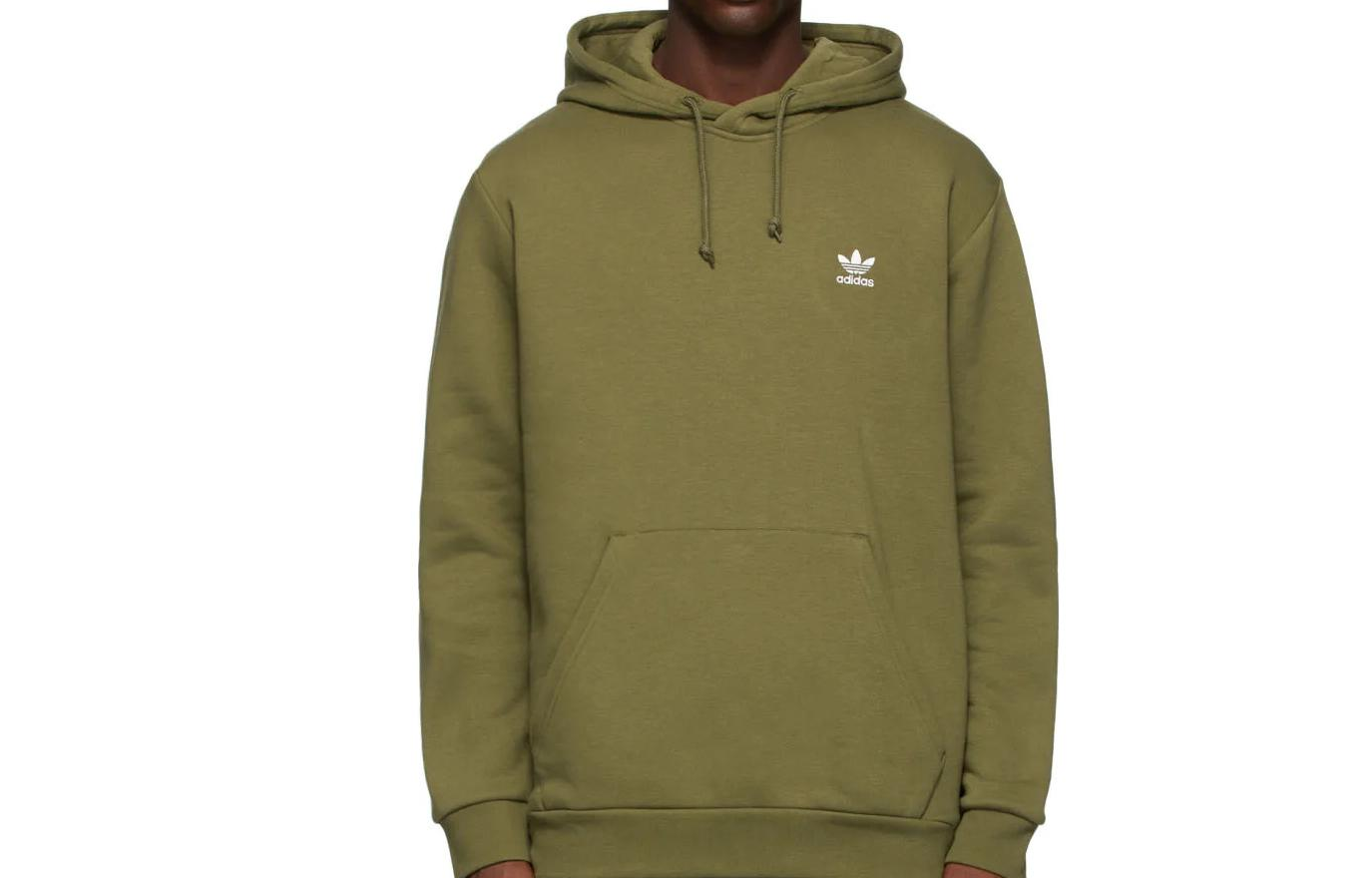adidas Adicolor Essentials Trefoil Hoodie FW22 Green Embroidered Logo Pullover 221751M202009