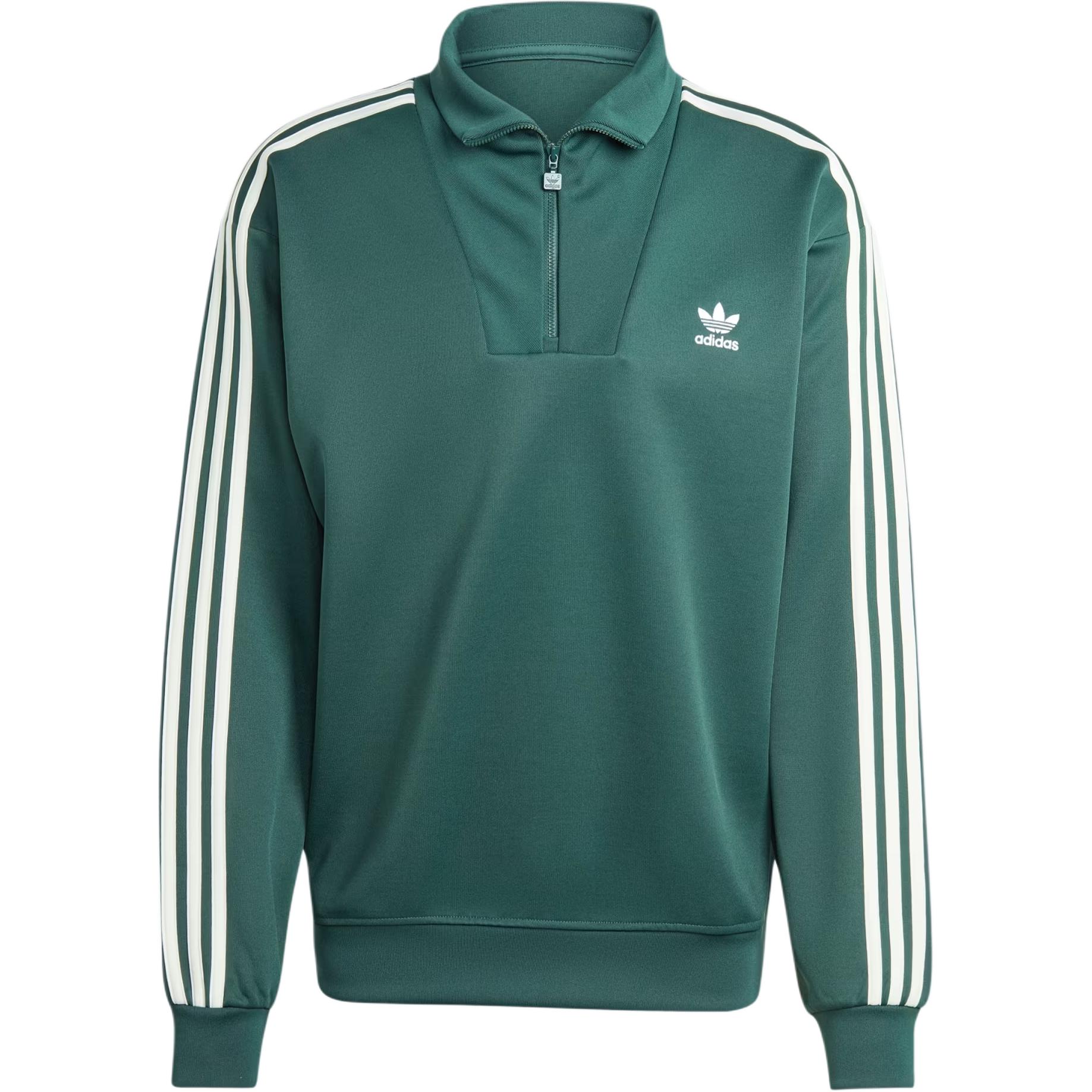 adidas Adicolor Funnel Neck Track Top Mineral Green Striped Sweatshirt IZ2502