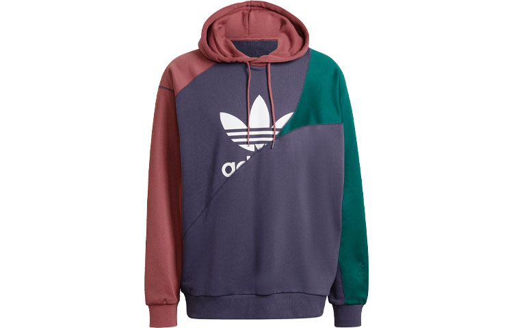 adidas ADICOLOR Logo Colorblock Pullover Hoodie Navy for Men HK2096