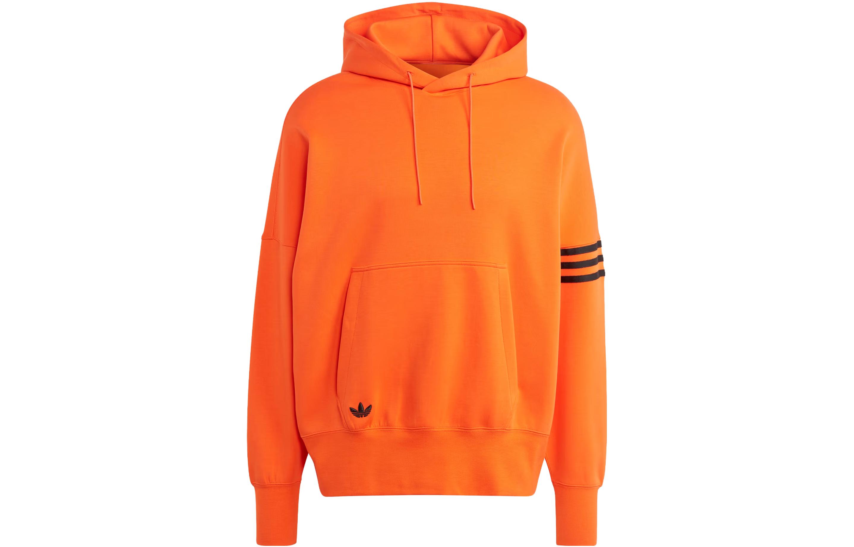 adidas Adicolor Neuclassics Hoodie Orange 3-Stripes Colorblock Sweatshirt IL2512