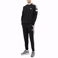 Shop adidas Adicolor Originals 黑色徽標圓領運動衫 三條紋設計 GN3545