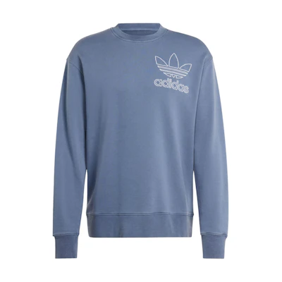 adidas Adicolor Outline Crewneck Sweatshirt Grey Blue Logo Print Pullover IR7999