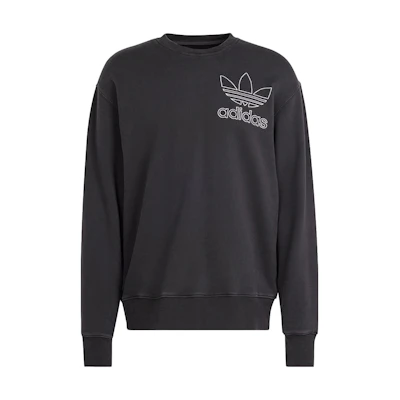 adidas Adicolor Outline Sweatshirt Black Logo Print Crewneck Long Sleeve IU2350