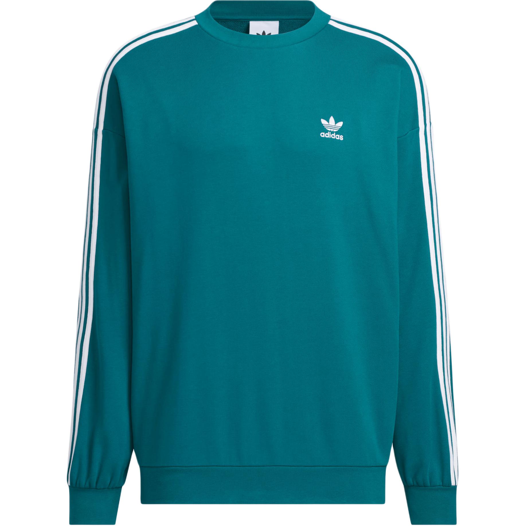 adidas ADICOLOR Oversized Crewneck Sweatshirt Retro Striped Teal Blue JN9788