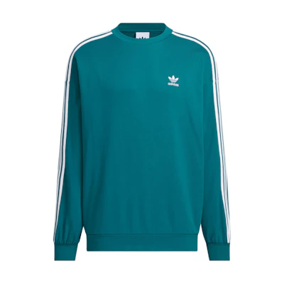 adidas ADICOLOR Oversized Crewneck Sweatshirt Retro Striped Teal Blue JN9788