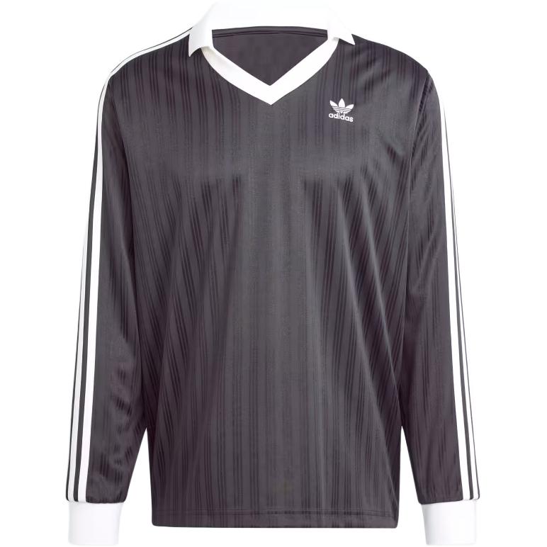 adidas Adicolor Piqué Retro Stripe Long-Sleeve Football Top Black Mens IZ4808