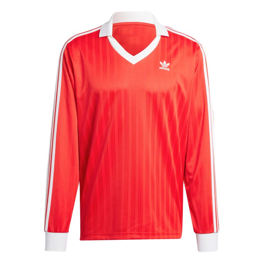 adidas Adicolor Piqué Striped Polo Pullover Soccer Jersey - Scarlet Red IX5226