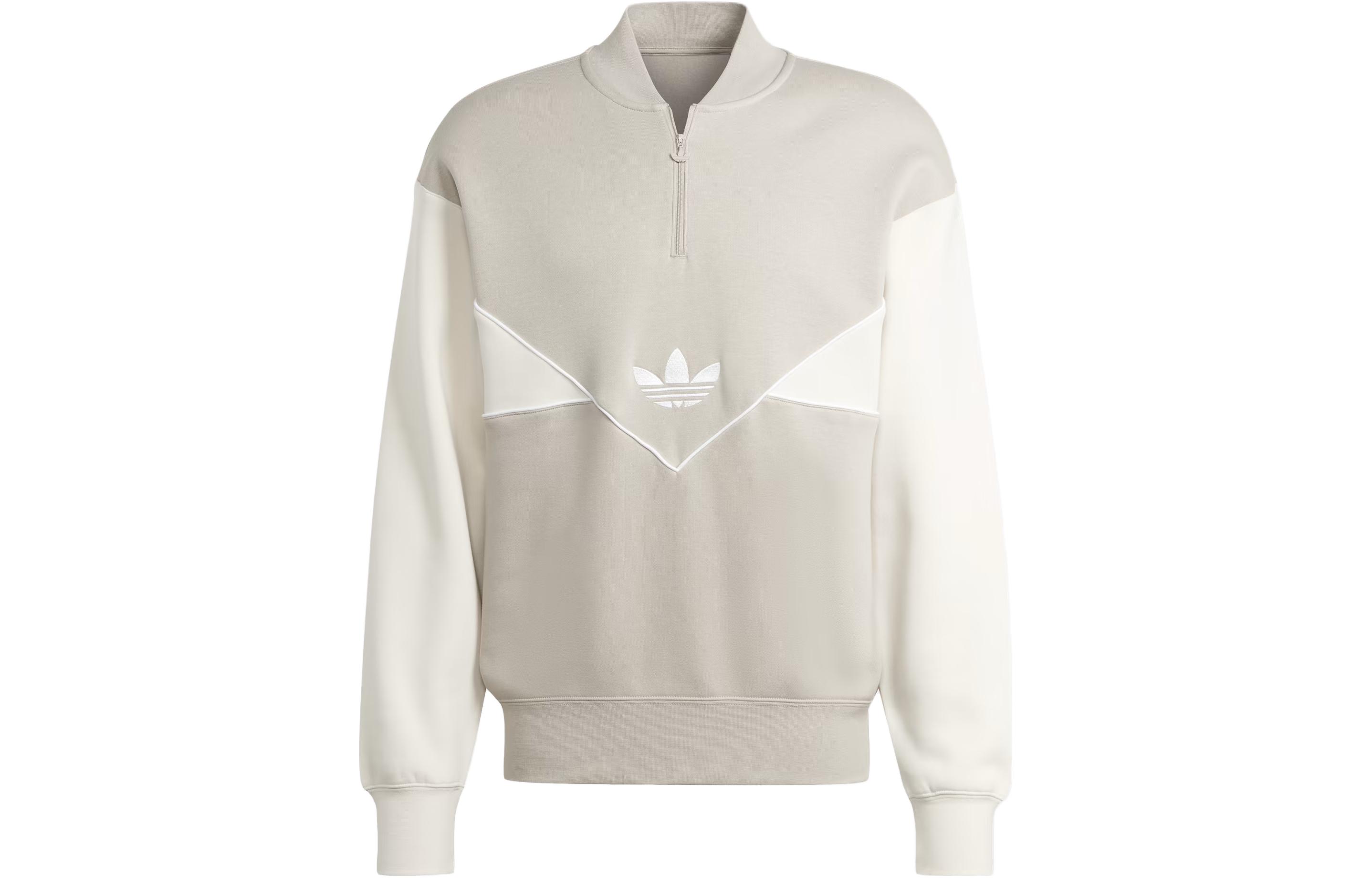 adidas Adicolor Seasonal Archive Half-Zip Crew Sweatshirt Beige Long Sleeve IM4416