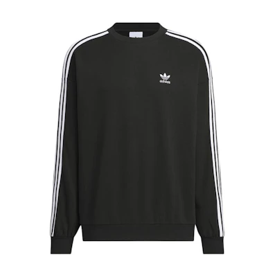 adidas Adicolor Striped Crewneck Pullover Sweatshirt Black JN9786