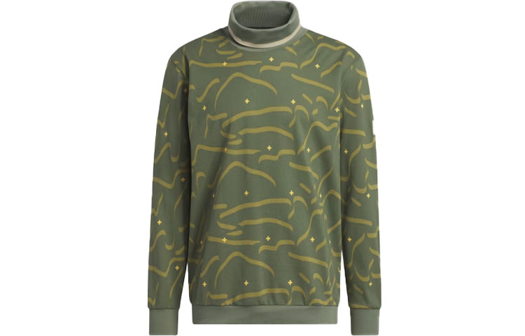 adidas Adicross Green Graphic Long Sleeve Turtleneck Polo Shirt IB1970