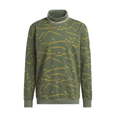 adidas Adicross Green Graphic Long Sleeve Turtleneck Polo Shirt IB1970