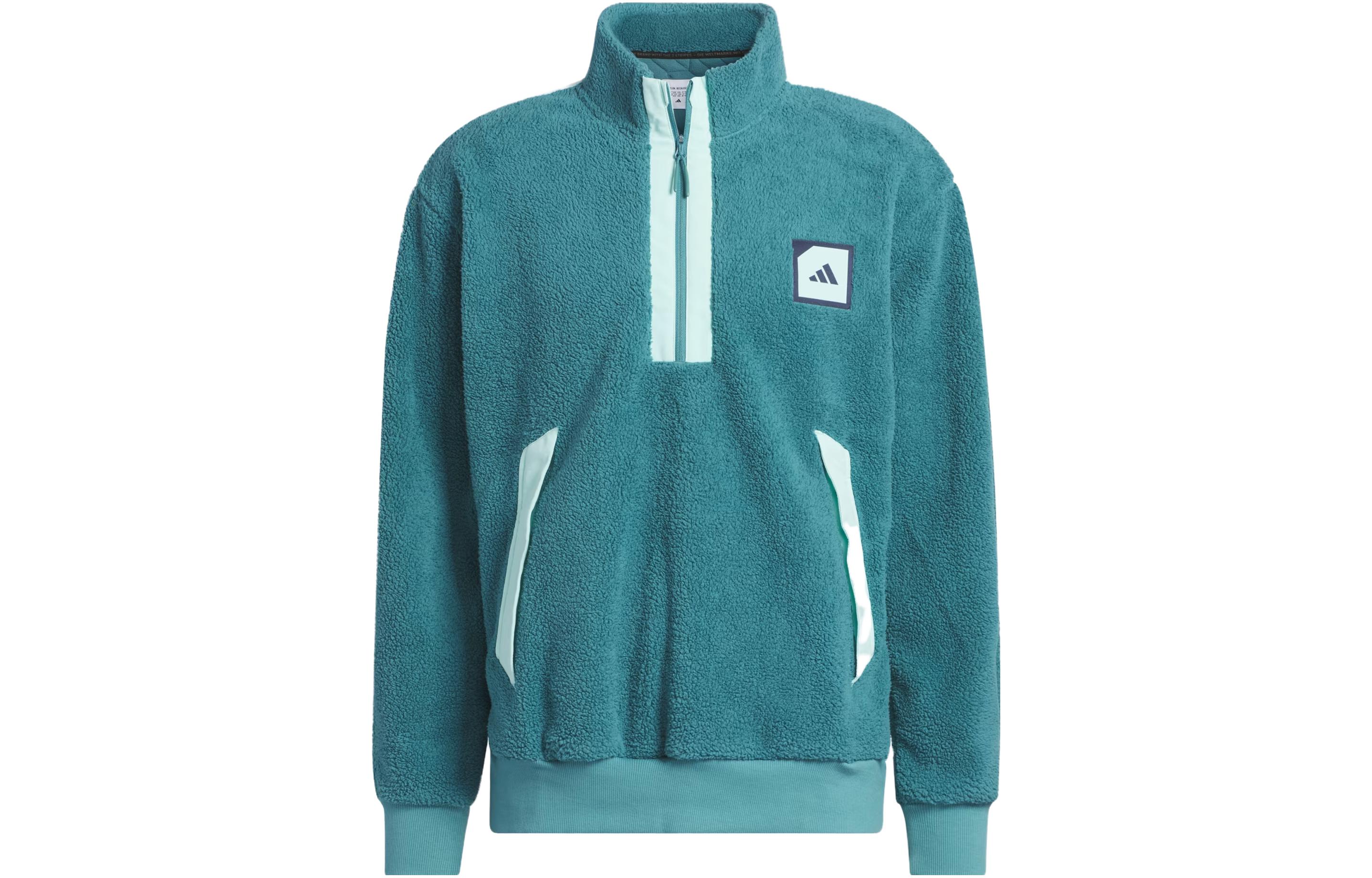 adidas Adicross Padded Fleece Half-Zip Jacket Arctic Blue Mens Sportswear Retro Style IB1972