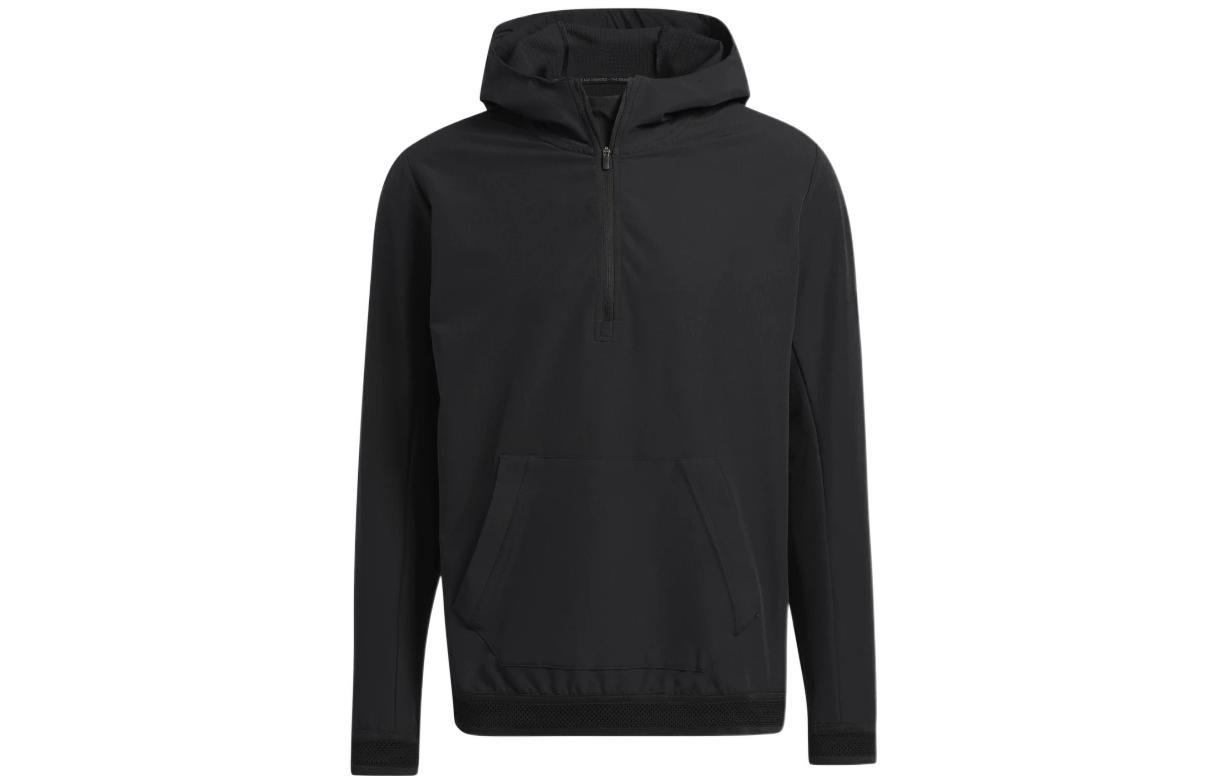 adidas Adicross Solid Black Half-Zip Hoodie Long Sleeve Pullover GM1206