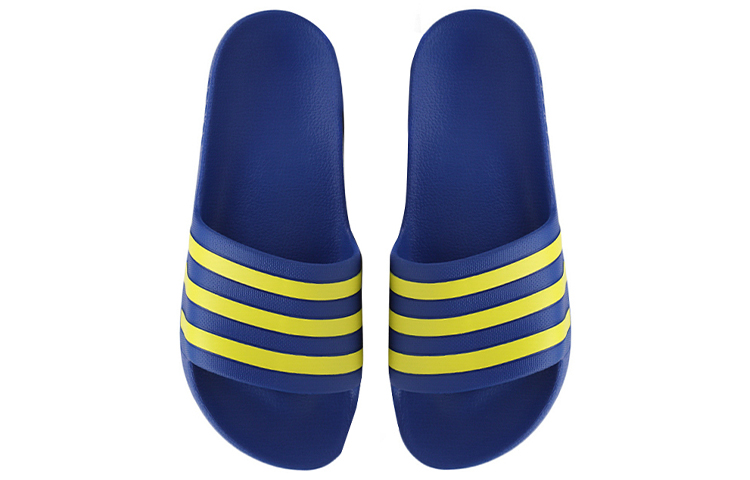 Order adidas Adilette Aqua 一字型平底拖鞋 藍黃