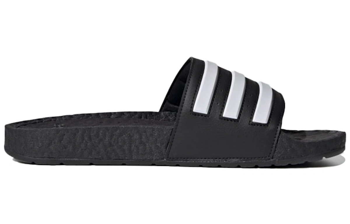 adidas Adilette Boost Slides 'Black White Stripes'