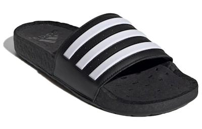 adidas Adilette Boost Slides 'Black White Stripes'
