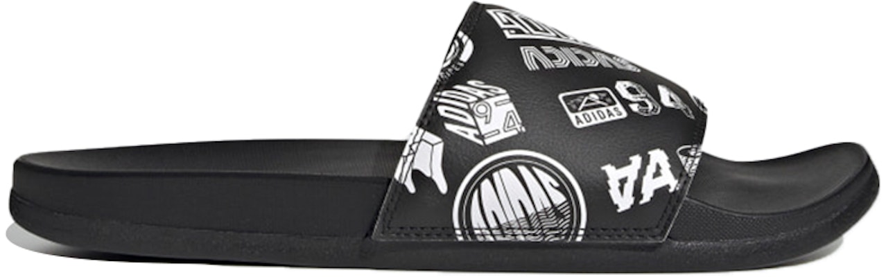 adidas Adilette Comfort Slide 'All Over Logos - Black' FZ1750 Order adidas Adilette Comfort Slide 'All Over Logos - Black' FZ1750
