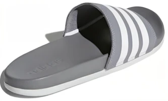 Shop adidas Adilette Cloudfoam 休閒運動拖鞋 灰白