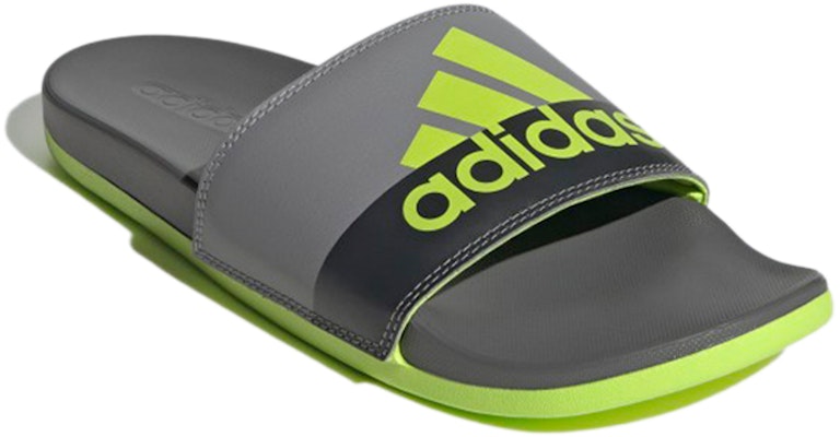 adidas Adilette Comfort Slide 'Grey Semi Solar Slime' GV9715 Lookbook adidas Adilette Comfort Slide 'Grey Semi Solar Slime' GV9715