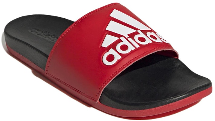 adidas Adilette Comfort Slide 'Vivid Red Black' GY1947 Lookbook adidas Adilette Comfort Slide 'Vivid Red Black' GY1947