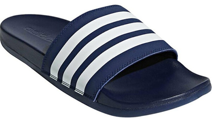 adidas Adilette Comfort Slides 'Dark Blue White' B42114 Lookbook adidas Adilette Comfort Slides 'Dark Blue White' B42114