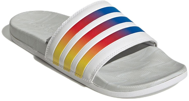 阿迪达斯 Adilette 舒适拖鞋 '灰黄红' GX7222 Lookbook 阿迪达斯 Adilette 舒适拖鞋 '灰黄红' GX7222