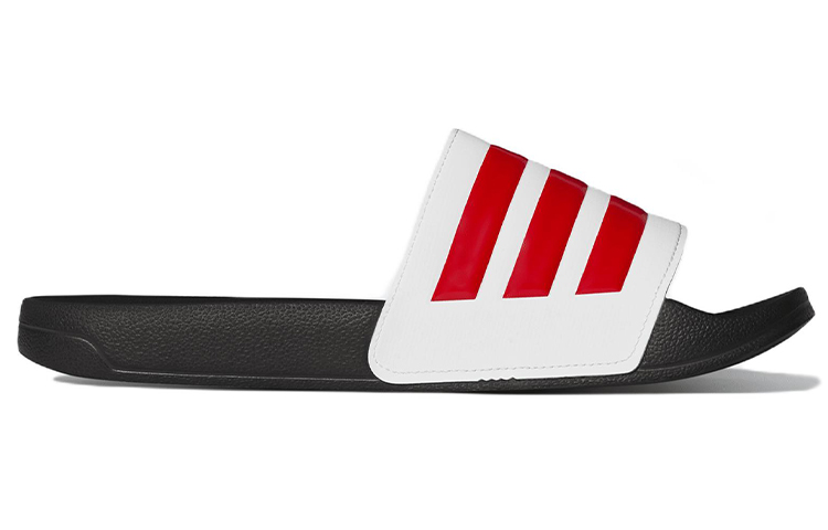 adidas Adilette Cozy Wear-Resistant White Unisex Slippers 'White Red Black' 圖 2