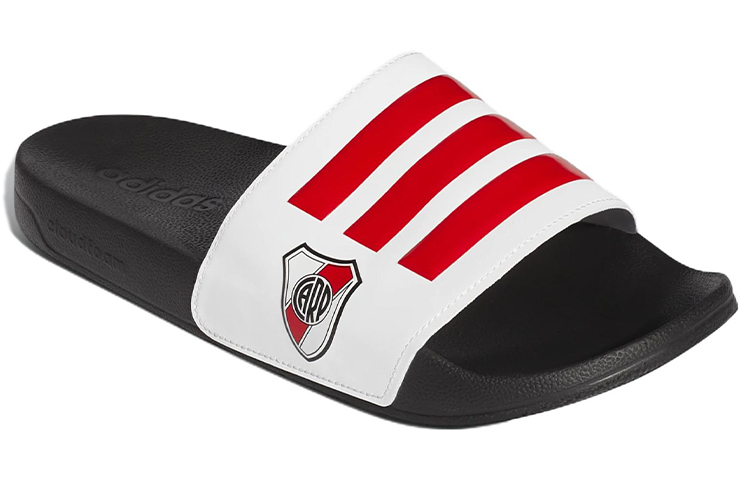 adidas Adilette Cozy Wear-Resistant White Unisex Slippers 'White Red Black' 圖 3