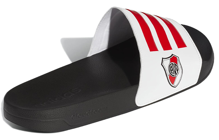 adidas Adilette Cozy Wear-Resistant White Unisex Slippers 'White Red Black' 圖 4