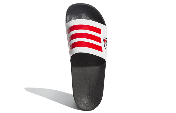 adidas Adilette Cozy Wear-Resistant White Unisex Slippers 'White Red Black' 圖 5