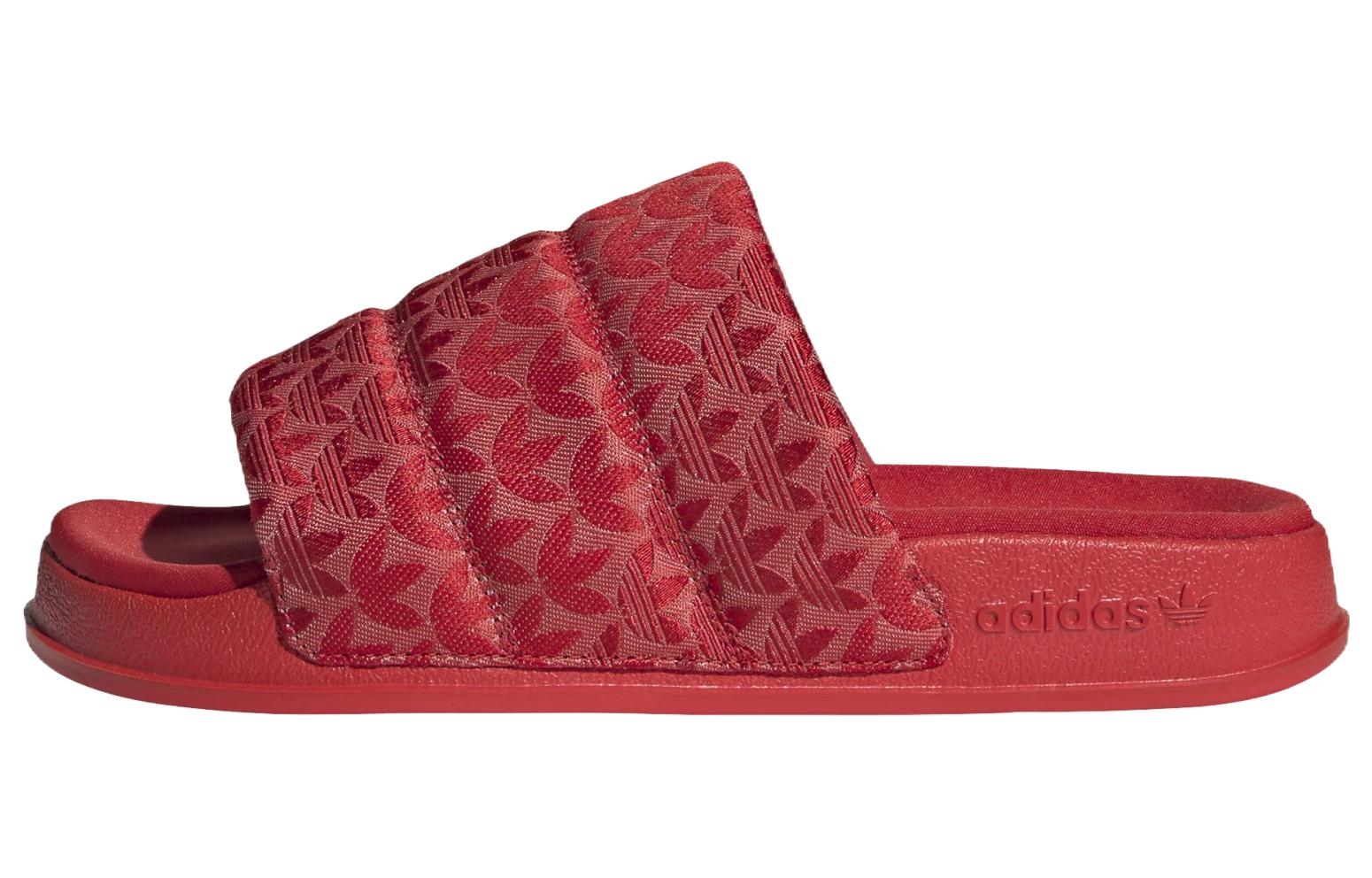 (Women) adidas Adilette Essential Slides 'Trefoil Monogram - Scarlet' HQ8776