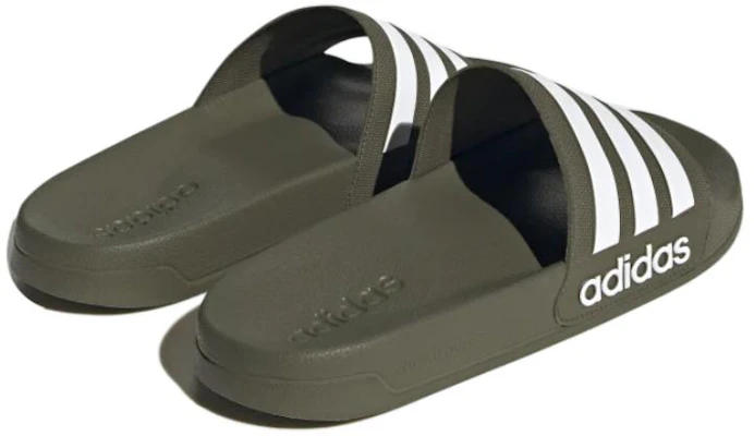 adidas originals Adilette 防滑耐磨 運動拖鞋 男款 綠白 Shop adidas originals Adilette 防滑耐磨 運動拖鞋 男款 綠白
