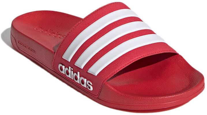 adidas Adilette Shower Slides 'Scarlet White' FY7815 Lookbook adidas Adilette Shower Slides 'Scarlet White' FY7815