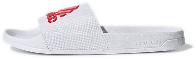 adidas Adilette Shower Slides 'White Active Red' F34767 adidas Adilette Shower Slides 'White Active Red' F34767