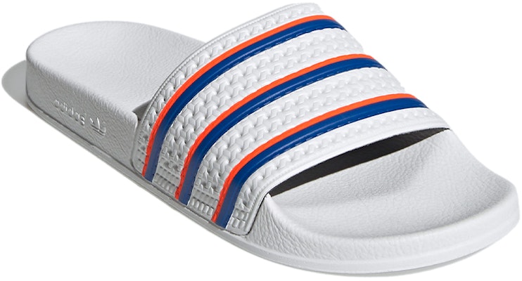 adidas Adilette Slides 'White Blue Solar Red' FU9888 Lookbook adidas Adilette Slides 'White Blue Solar Red' FU9888