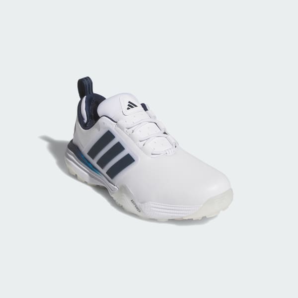 Shop 阿迪达斯 Adipower 26 宽版无钉高尔夫鞋 云白/学院海军蓝/明亮橙 JQ6816