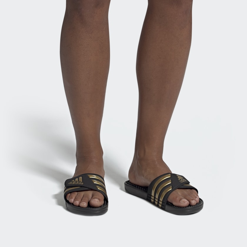 Sizing adidas Adissage Sandalias 'Negro Oro Metálico' EG6517