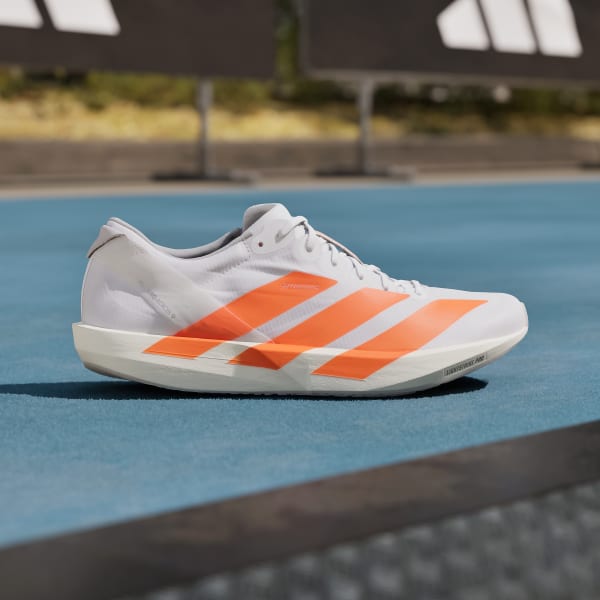 Shop 阿迪达斯 Adizero Adios 9 跑鞋 云白/明亮橙/明亮红 JQ0777
