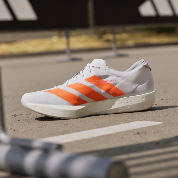 Cheap 阿迪达斯 Adizero Adios 9 跑鞋 云白/明亮橙/明亮红 JQ0777