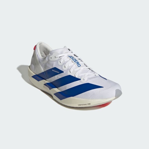 Shop adidas Adizero Adios 9 跑鞋 白雲/皇家藍/純紅宝石 JQ0765