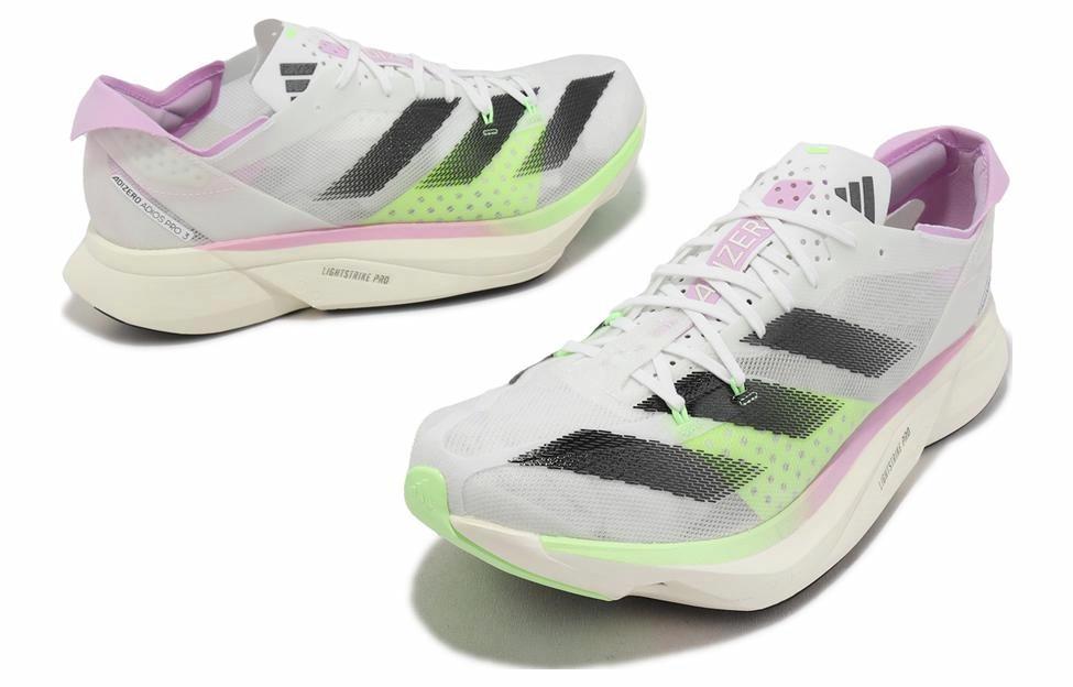 Shop 愛迪達 Adizero Adios Pro 3 圓頭舒適 防滑耐磨 低筒 跑步鞋 男款 綠色