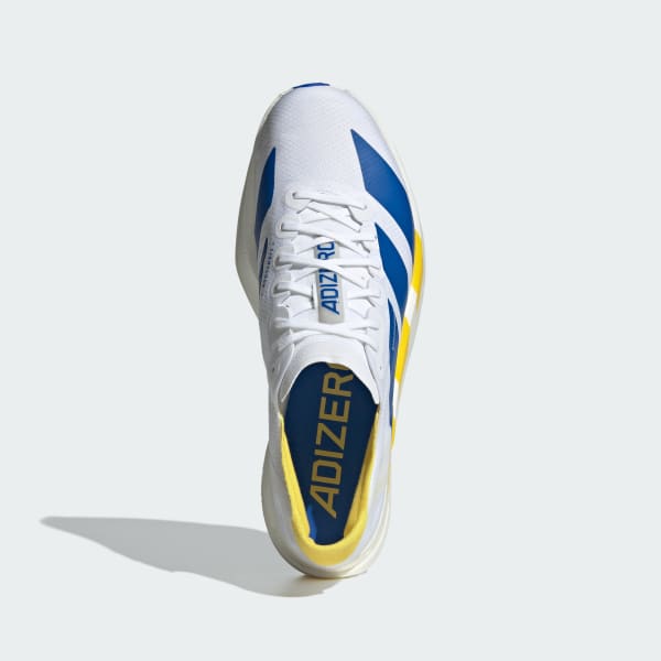 Order adidas Adizero Adios Pro 4 Running Shoes Cloud White/Blue/Yellow KI9388