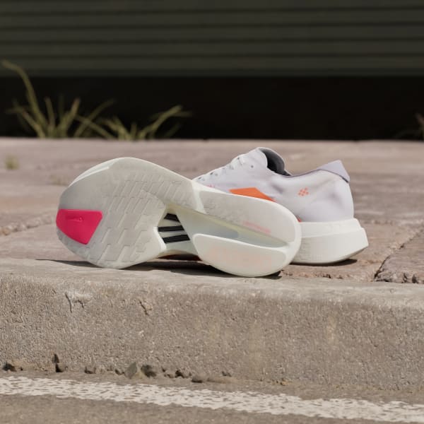 Shop adidas Adizero Adios Pro 4 Running Shoes Cloud White/Lucid Orange/Lucid Red JR7088