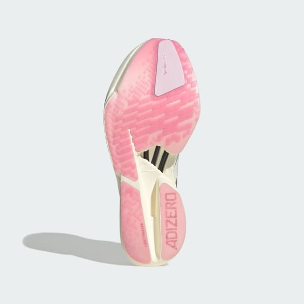 Shop adidas Adizero Adios Pro 4 跑鞋 核心白/銀金屬/愉悅粉 JQ4445