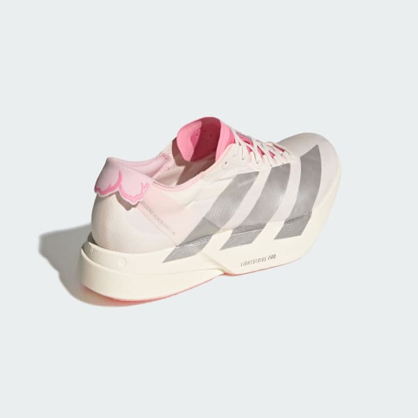 Details for adidas Adizero Adios Pro 4 跑鞋 核心白/銀金屬/愉悅粉 JQ4445