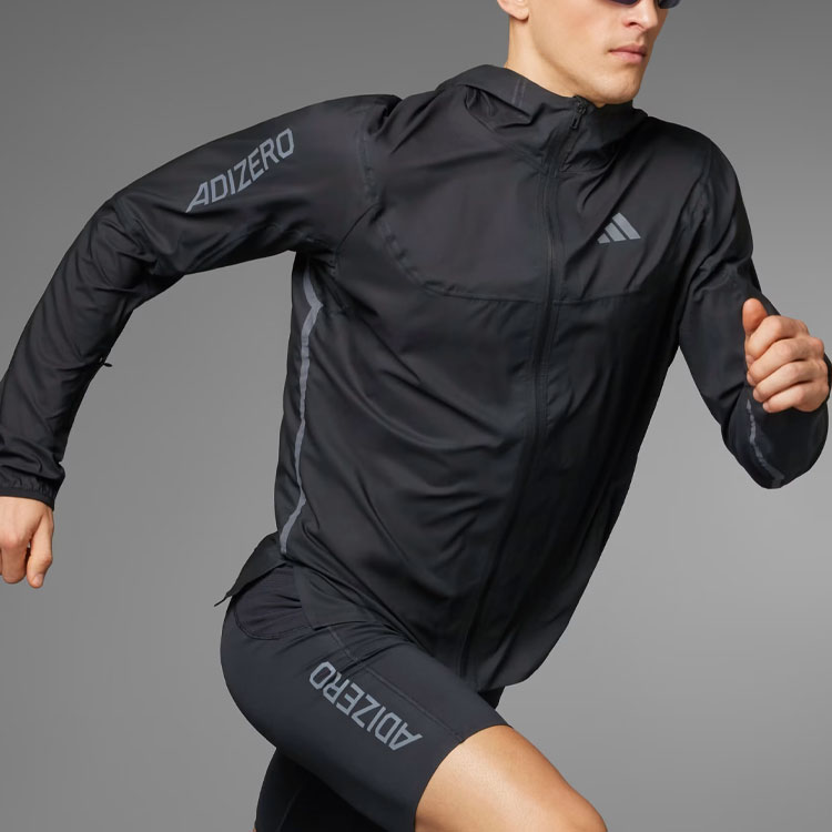 adidas Adizero Black Lightweight Running Jacket with Logo Print IT2527 圖 3